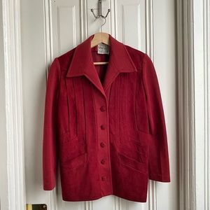 Vintage Maroon Red Macy’s Wool and Suede Jacket